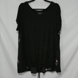 MICHEL STUDIO COLLECTION | 1X | Chic Black Top | Floral Back | Lace-Up Bottom